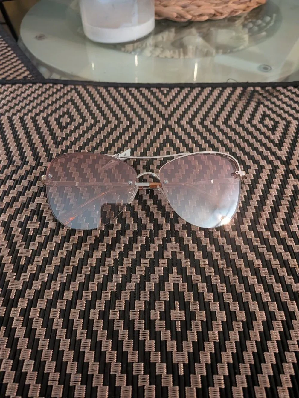 Le Specs Mirror Rimless Aviator Sunglasses NEW